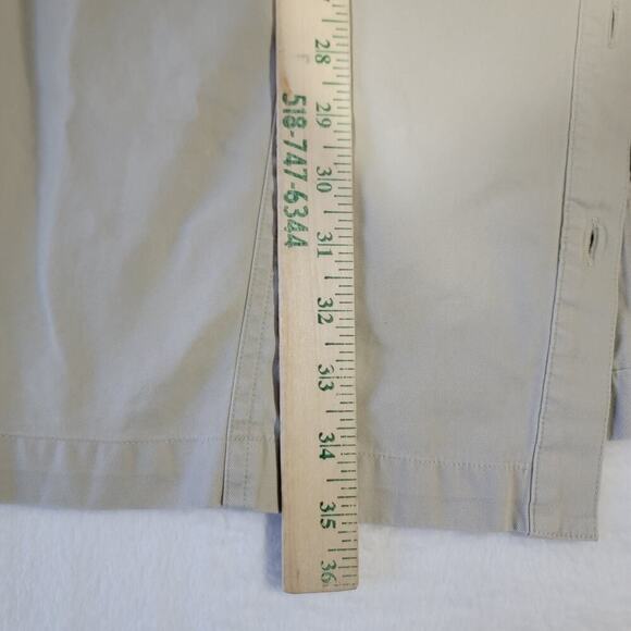 Vtg Talbots Button Up Shirt Dress Khaki Tan Womens 12 Petite Cotton Safari - Picture 10 of 15